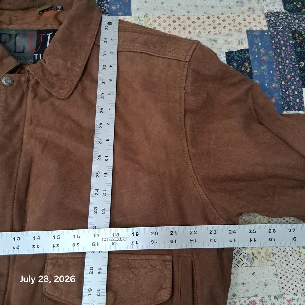 Vintage Fluid International Mens L Brown Leather A2 Bomber Flight Jacket Pockets